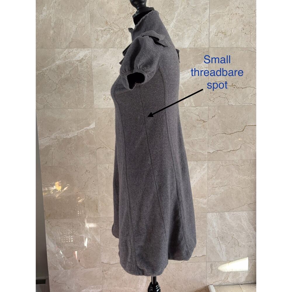 Moth Gray Jay Dress - S Merino Angora Blend, Bow Puff Sleeve Mock Neck Cozy Twee - Picture 8 of 10